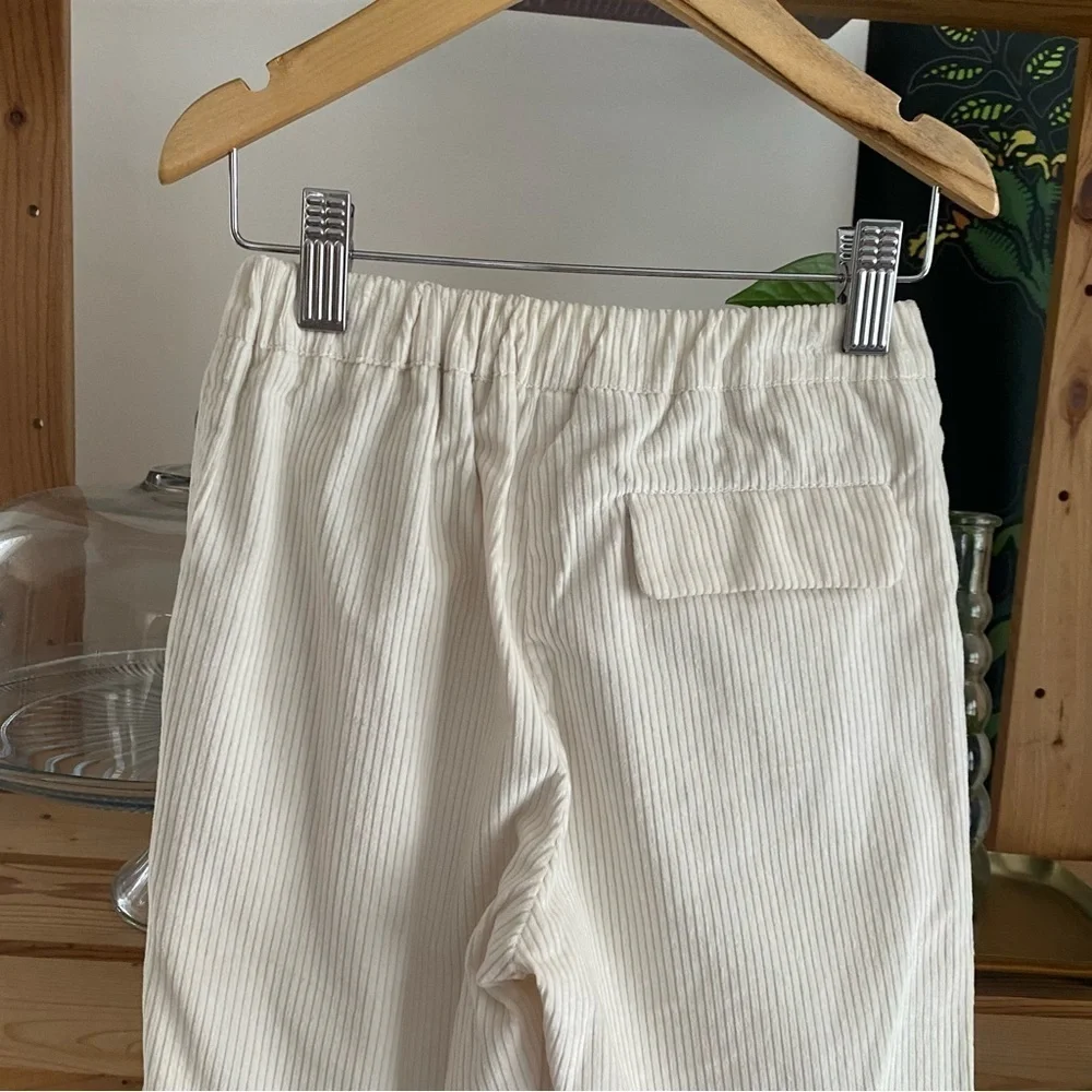 Brunello Cucinelli Kids Cream White Ribbed Wide Leg Corduroy Trousers Pants 6